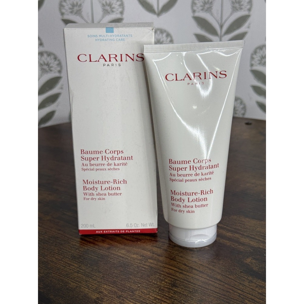 Clarins Moisture Rich Body Lotion Shea Butter Dry Skin 6.5oz/200ml Full Size New